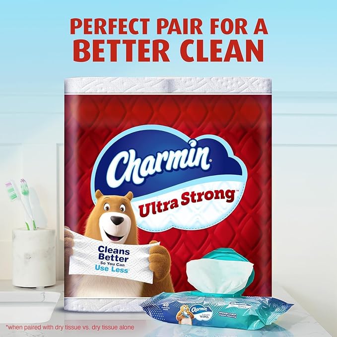 Charmin Ultra Strong Clean Touch 2-Ply Toilet Paper, 18 Family Mega Rolls = 90 Regular Rolls, White