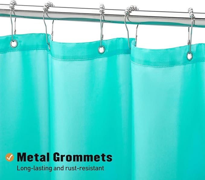 MitoVilla Fabric Small Shower Stall Curtain Liner, 36" W x 72" H Bathroom Shower Curtain Liner, Hotel Quality, Washable, Water Repellent, Teal Bath Shower Liners