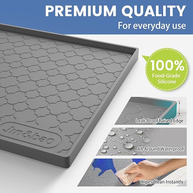 Jin&Bao Under Sink Mat 34" x 19" Waterproof Silicone Cabinet Kitchen Liner | Silicone under kitchen sink mat,cabinet protector,bathroom shelf liner,raised edge,anti-slip,easy to clean & dishwasher safe