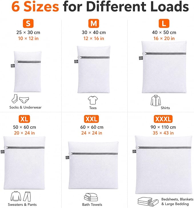 Laundry Bags Mesh Wash Bags, Garment Bag for Washing Machine, 1L+1M | Washing Machine Bags for Delicates, Lingerie, Underwear, Bra, Socks, Scarf, Shoes, Honeycomb
