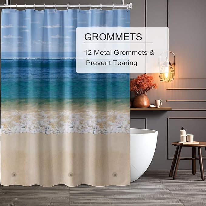 TIKABC Shower Curtain Liner, 4G PEVA Shower Liner, Plastic Waterproof Shower Curtains, 72x72 inch with Grommet Holes 3 Magnetic Weights
