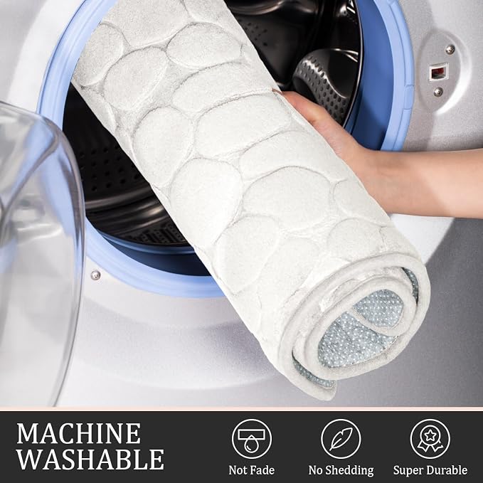 Bathroom Rugs Mat Set, Memory Foam Bath Mat 5 Piece White | Non Slip, Water Absorbent, Washable, Bath Mat For Bathroom, Sink and Toilet