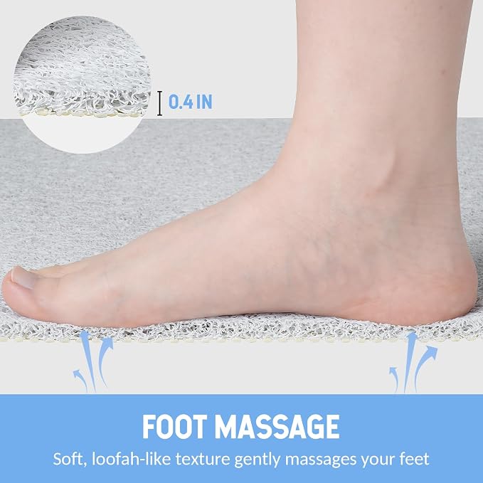 Hargiis Non-Slip Bathtub Mat, Anti Slip Shower Mat, Fast Drying Bathtub Mats, Foot Scrubber Mat, Anti Slip Mat for Tub, Floor, Bathroom, Kitchen, Home, Hotel (White 32"×17")