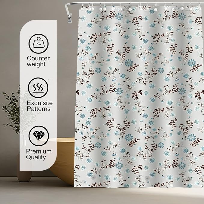TIKABC Shower Curtain Liner, 4G PEVA Shower Liner, Plastic Waterproof Shower Curtains, 72x72 inch with Grommet Holes 3 Magnetic Weights