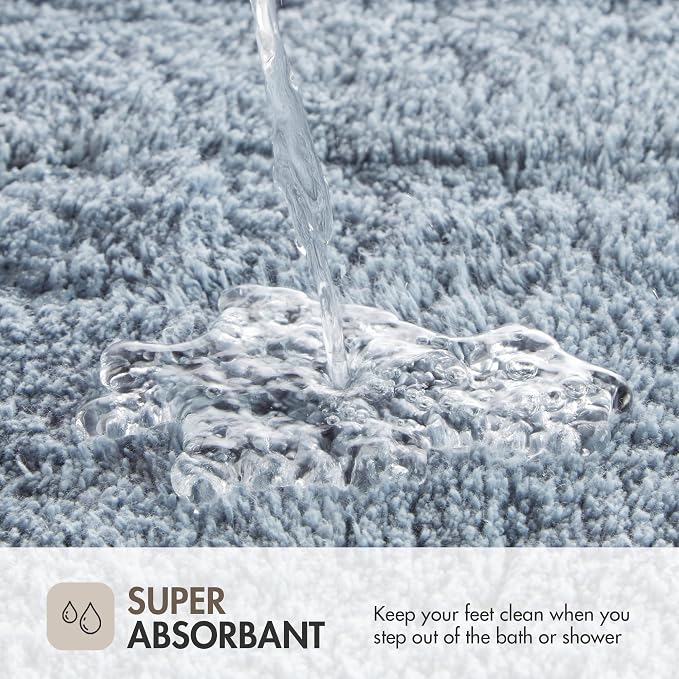 Madison Park Evan 100% Cotton Bath Rug Plush Absorbent, 20" x 30", Blue | Non-slip Backing, OEKO TEX, Luxurious Tufted Plush Bath Mat for Bathroom, Quick Dry, Spa Design Decorative for Shower Room
