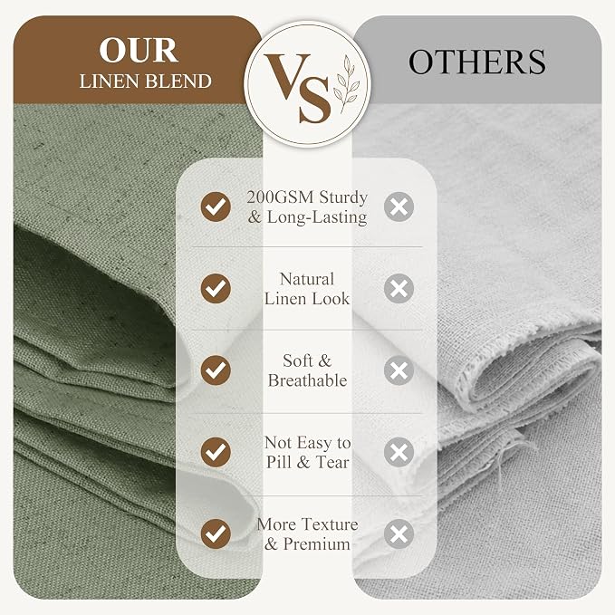 Jowels Sage Green Linen Fabric Shower Curtains for Bathroom, 72x78 | Long Size, Green Linen Shower Curtains Set, Waterproof Washable Weighted Textile,Metal Hooks, Hotel Boho Farmhouse Decor
