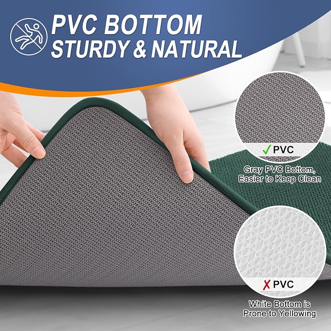 OLANLY Memory Foam Bathroom Runner Rugs 59x20, Long Mats, Blackish Green | Soft Quick Dry Bath Rugs, Non-Slip, Absorbent Machine Washable Mat for Bathroom Floor, Tub and Shower, Home Decor Accessories