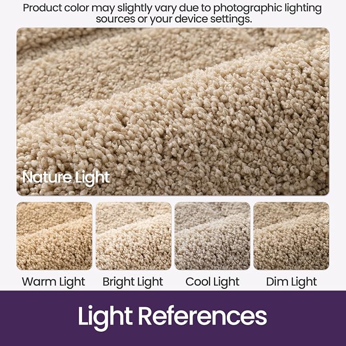 DEXI Bathroom Rugs 24x16, Non-Slip and Absorbent Bath Mat, Beige | Machine Washable, Soft Plush Microfiber Bathmat with Rubber Back, Quick Dry Small Rug for Shower, Tub, Sink