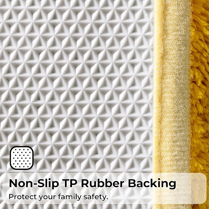 GRANNY SAYS Yellow U Shaped Toilet Rug 20" x 24", Non-Slip Bath Mat | Soft microfiber, TPR backing, absorbs water quickly, machine washable, fits around most standard toilet bases