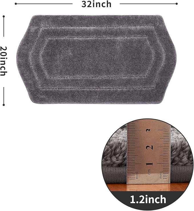 COSY HOMEER Non-Slip Bath Mat Extra Thick Absorbent Plush Washable | 20"x32" Grey Non-Slip Extra Thick Plush Absorbent Machine Washable Bath Mat Bathroom Rug Floor Tub Shower
