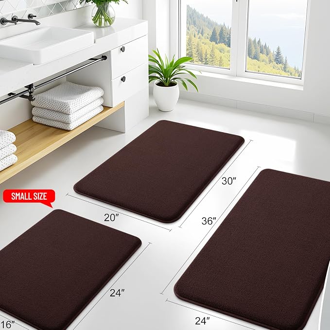 Smiry Memory Foam Toilet Rugs U Shaped 24x24, Extra Soft Bath Mat | Brown Quick Dry, Machine Washable Bath Mats for Bathroom, Shower, Tub and Home Decor Accessories