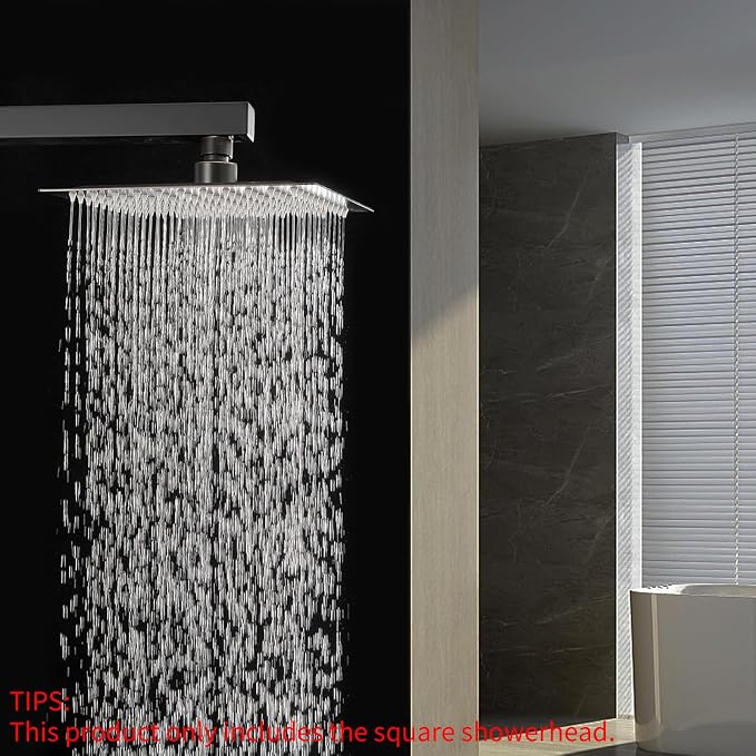 16 In Rain Shower Head High Pressure Rainfall Shower Head Bronze | Square Rain Bathroom Showerhead, High Flow, Large Stainless Steel, Ceiling Mounted, Wall Mounted, Waterfall Full Body