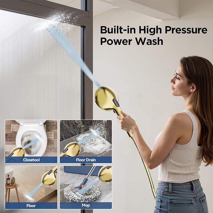 Dual Filtered Handheld Shower Heads Combo, HOPOPRO 15-Mode High Pressure Rainfall Showerheads Combo Set with Filter, for Hard Water, Removes Chlorine, Improves Skin Hair Condition, Modern Gold
