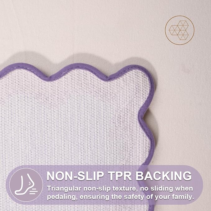 ORTIGIA Cute Purple Scalloped Bath Mat, Fun Plush Microfiber Scallop Bathroom Rugs Non Slip Washable Quick Dry Absorbent, Bath Rug Carpet for Shower Stall Vanities Kitchen Floor Entrance, 20x32