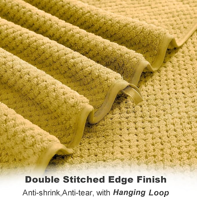 8-Piece Bath Towel Set, 2 Extra Large Bath Towel Sheets, 2 Hand Towels and 4 Washcloths - Highly Absorbent Quick Dry Microfiber,Ultra Soft Towel Set for Bathroom Waffle Weave, Pack of 8 (Sweet Yellow)
