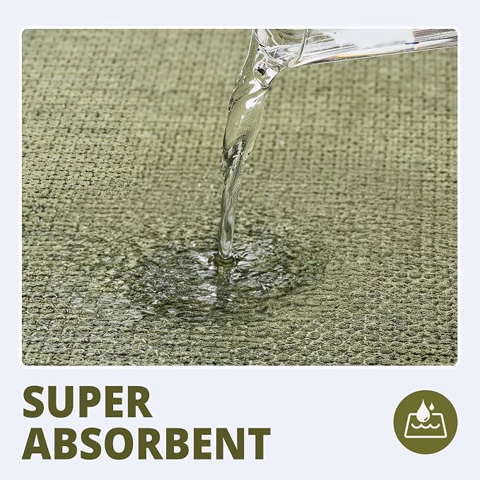 Bathroom Rugs Sets 2 Piece, Thin Bath Mat Absorbent Quick Dry, Machine Washable, Rubber Backing for Non Slip, Low Pile Cozy Cloth Bathroom Rug Set for Tub/Sink/Shower (27"x17" & 36"x24", Sage Green)