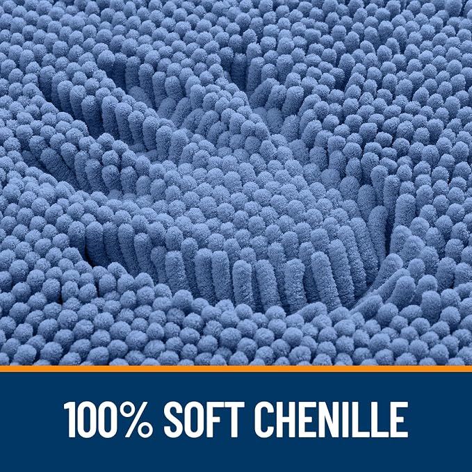 OLANLY Bathroom Rugs 30x20, Extra Soft Absorbent Chenille Bath Rugs | Cornflower Blue, Quick-Drying Rubber Backing, Washable Bath Mat for Bathroom Floor, Tub and Shower, Home Decor Accessories