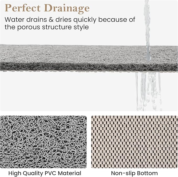 SoftDuo Shower Mat Bathtub Mat Non-Slip Soft Tub Mat | 24x16 inch,PVC Loofah Bath Mat with Drain for Tub and Bathroom,Quick Drying,Grey