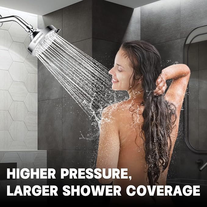 High Pressure Shower Head, HOPOPRO 5-Mode Fixed Showerhead, NBC Recommended | The Washington Post, NBC News, Today TV Show Recommended, Consumer Reports Tested High Flow Fixed Shower Head (4 Inch Silver)