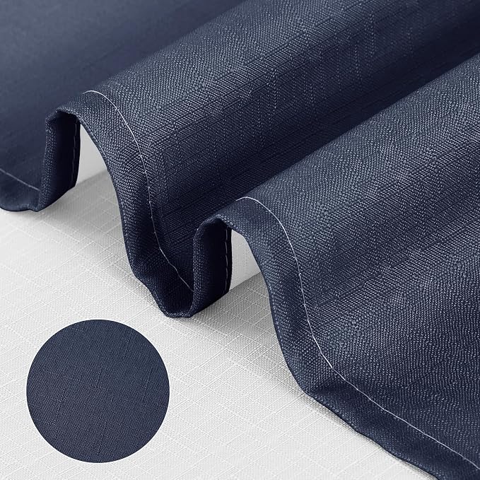 Navy Blue Extra Long Shower Curtain 84 Inch Length for Bathroom, Ombre Blue and Bath Shower Curtains Set with Hooks, Men Coastal Nautical Accessories Water Repellent Bath Hotel Spa Decor 72x84