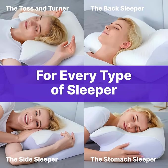 MAAS & BATH Ergo Z Pillow - 2-in-1 Ergonomic Pillow Made for Any Sleep Position, Breathable 100% Memory Foam, Inner Cover, Lightweight, Non-Toxic, Odorless Sleep-Friendly Support