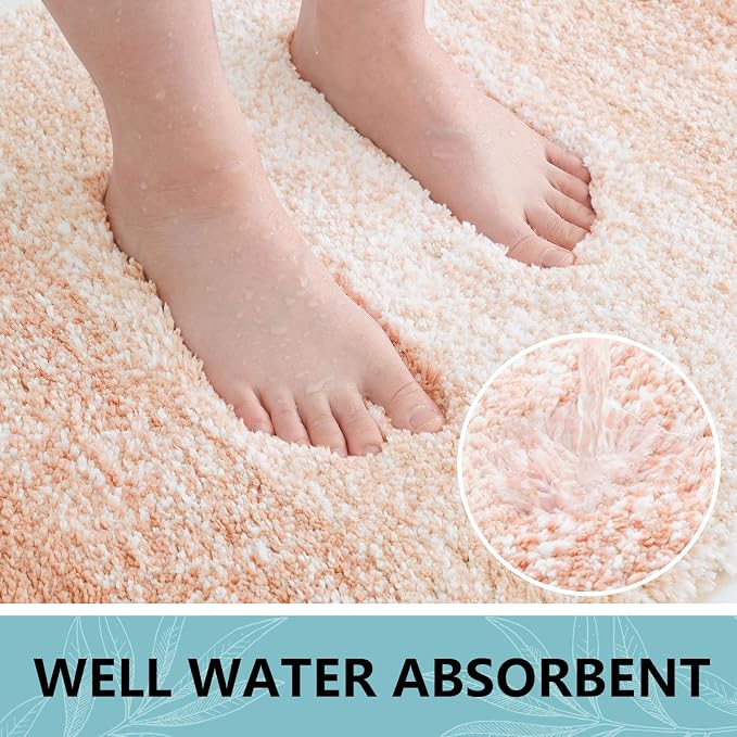 Arotive Microfiber Bathroom Rugs, Shaggy Soft Absorbent Bath Rug, 30x20 | Peach, Rubber Backing Thick Plush Machine Washable Dry Bath Mats for Bathroom, Tub and Shower, Rectangular