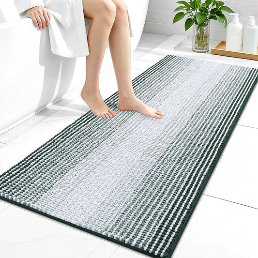OLANLY Bathroom Runner Rugs 44x24, Soft Chenille Bath Rugs, Blackish Green | Extra Absorbent, Rubber Backing, Machine Wash Dry, Bath Mats for Bathroom Floor, Tub and Shower, Home Decor Accessories