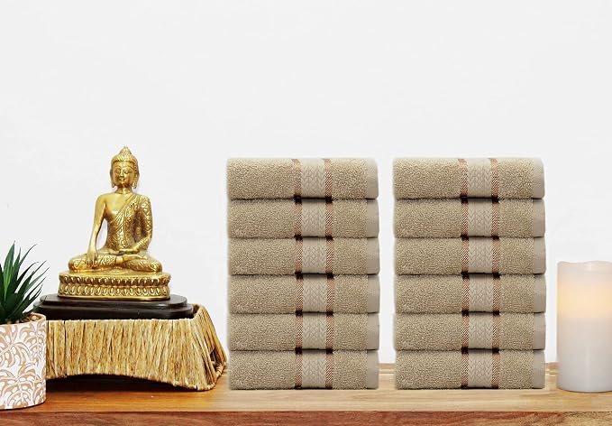 COTTON CRAFT Ultra Soft Washcloths - 12 Pack 100% Ringspun Cotton Facecloth | Large 12x12 inch Linen Wash Cloths - Plush 580 GSM Absorbent Quick Dry Everyday Luxurious Wash Towels for Baby Spa Gym Travel