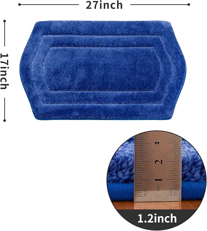 COSY HOMEER Non-Slip Bath Mat Extra Thick Absorbent Plush Washable | 17"x27" Blue Non-Slip Extra Thick Plush Absorbent Machine Washable Bath Mat Bathroom Rug Floor Tub Shower