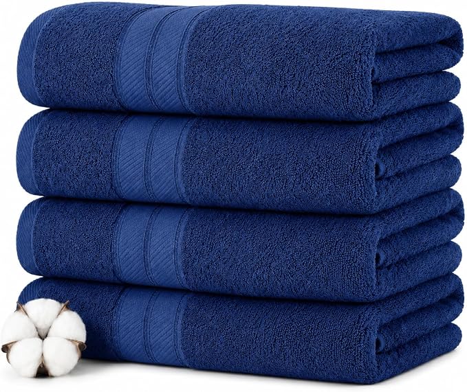 Modern Threads 4-Pack SpunLoft Bath Towel 30x54 - Navy