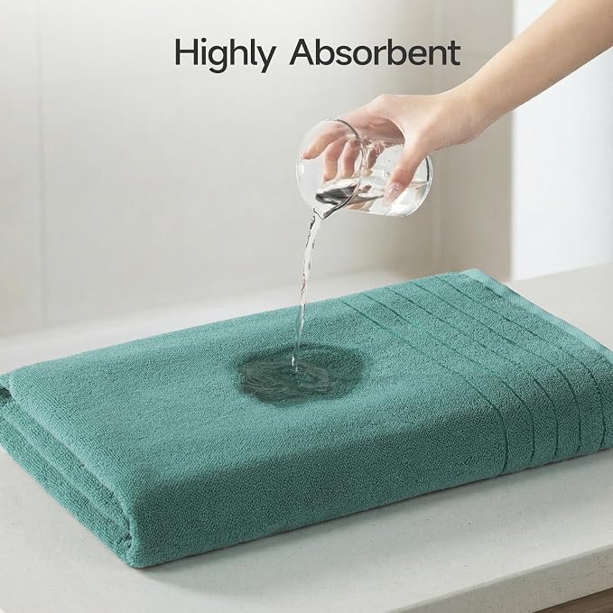 REDKISS Luxury Bath Towels Set of 4, 35x70 in, Highly Absorbent & Quick Dry, Super Soft Extra Large Premium Thick Cotton Blue Bath Sheets for Shower, Hotel, Bathroom, Spa