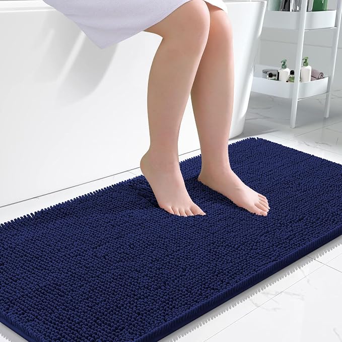 OLANLY Bathroom Runner Rugs 47x24, Extra Soft Absorbent Chenille Bath Rugs | Twilight Sapphire, Quick-Drying Rubber Backing, Machine Washable Long Bath Mat for Bathroom Floor, Tub and Shower, Home Decor