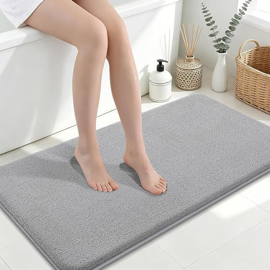 Smiry Memory Foam Bath Mat 44x24, Extra Soft Absorbent Bathroom Rugs | Grey Quick Dry, Machine Washable Bath Mats for Bathroom, Shower, Tub and Home Decor Accessories