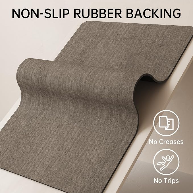 Mecko Bath Mat 24"x48",Ultra Thin Bathroom Rug fit Under Door Brown | -Non-Slip, Quick Dry, Absorbent Bathroom Rug Suit for Tile floors, Easy Care Shower Rug in Front of Bathtub, Sink, Shower