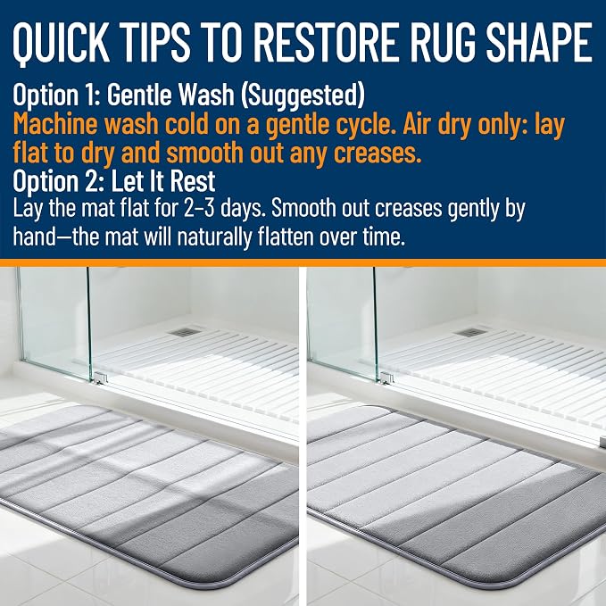 OLANLY Memory Foam Large Bath Mat 40x24, Super Soft Absorbent Bathroom Rugs | Vanilla, Quick Dry Bath Rug, Machine Washable Shower Floor Mats, Bathmat Carpet for Bathroom Floor, Tub and Shower