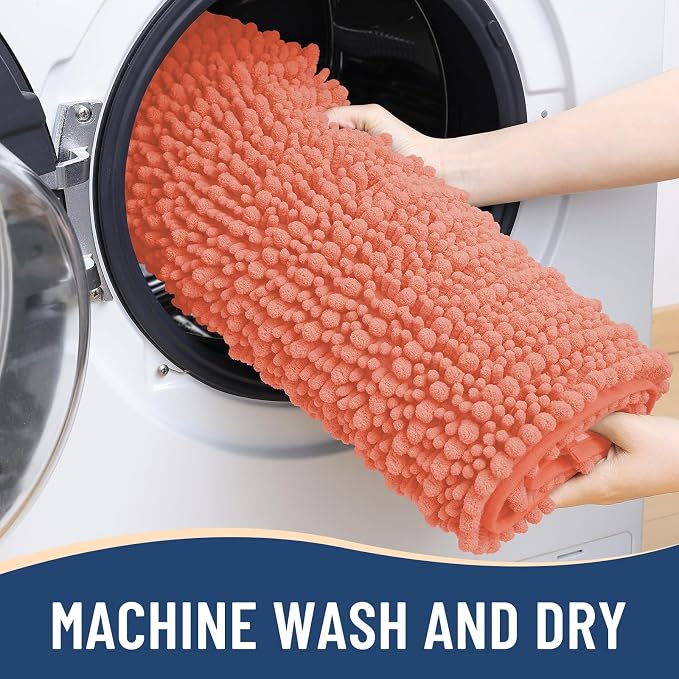Arotive Bathroom Rugs Mat 70x24, Soft Absorbent Chenille Shaggy Bath Mat | Coral, Machine Wash Dry, Bath Rugs for Bathroom Floor, Tub and Shower, Home Decor Accessories