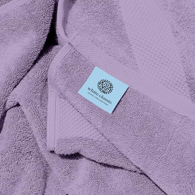 White Classic Luxury Bath Towels Set of 4 Large - 700 GSM Cotton Ultra Soft Bath Towels 27x54 | Highly Absorbent and Quick Dry | Hotel Towels for Bathroom Luxury, Plush Shower Towels, Lavender