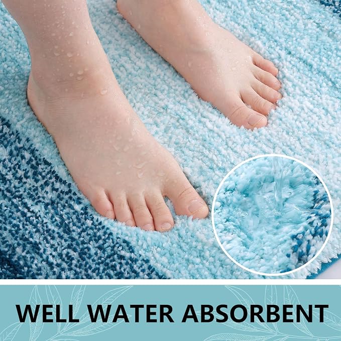 Arotive Microfiber Bathroom Rugs, Shaggy Soft Absorbent Bath Rug, 24x16 | PeacockBlue, Rubber Backing Thick Plush Machine Washable Dry Bath Mats for Bathroom, Tub and Shower, Rectangular