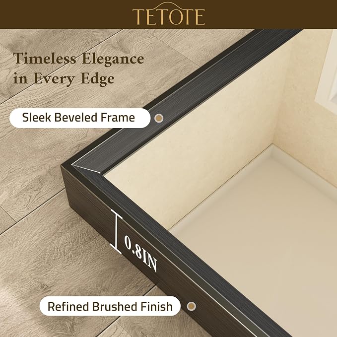 Black Framed Mirror for Bathroom Vanity 40" x 30" Matte Black Rectangle Beveled Frame Wall Mirror for Over Sink, Tempered Glass, Modern Farmhouse Bedroom, Entryway, Living Room