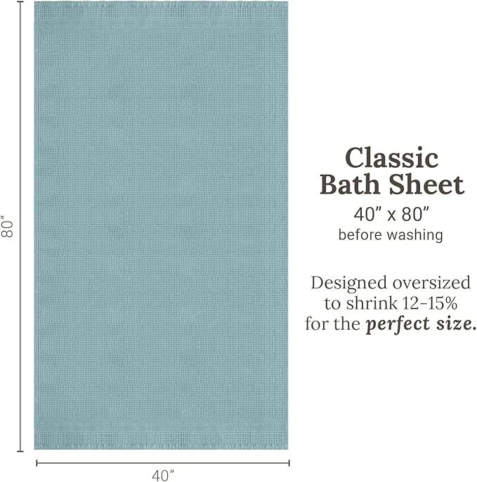 GILDEN TREE Waffle Bath Sheet Large Bath Towels Quick Dry Thin Body Towels, 40x80 Oversized Bath Towels for Adults, Classic Style (Seafoam)