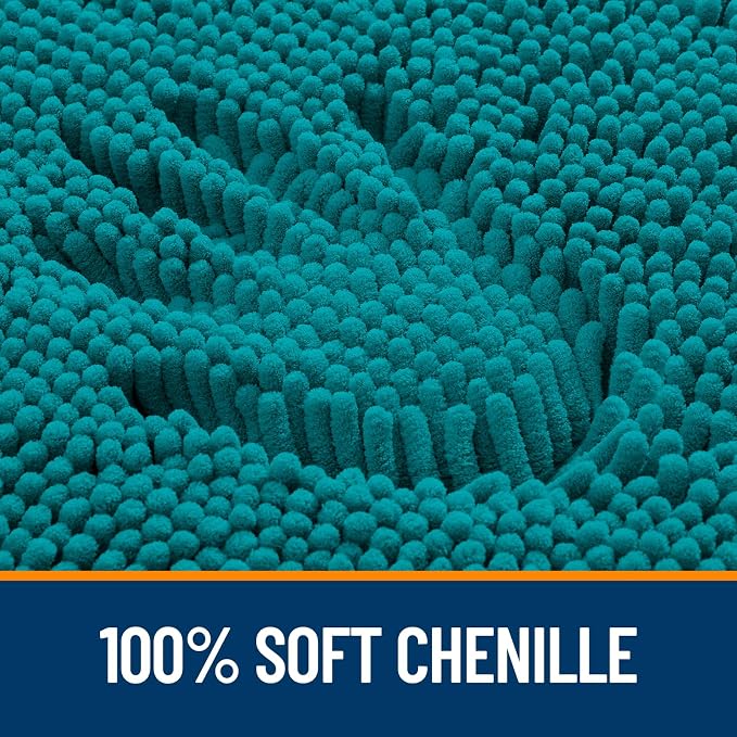 OLANLY Bathroom Rugs 30x20, Extra Soft Absorbent Chenille Bath Rugs | Deep Lake, Quick-Drying Rubber Backing, Machine Washable Bath Mat for Bathroom Floor, Tub and Shower, Home Decor Accessories