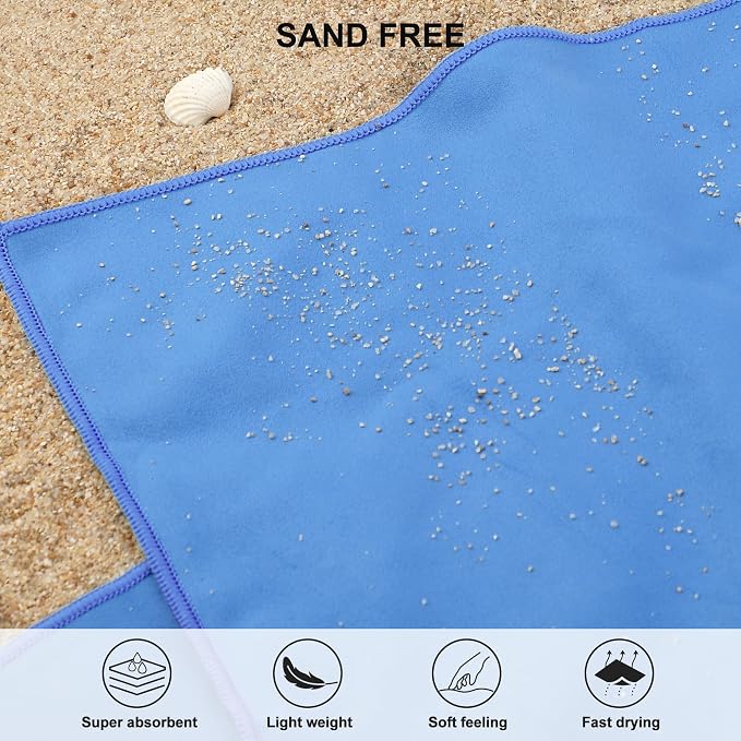 Rainleaf Microfiber Towel Quick Dry Camping & Travel & Gym Towel. Compact | Super Absorbent, Lightweight, Fast Drying. Suitable for Beach, Bath, Backpacking, Hiking, Swim.