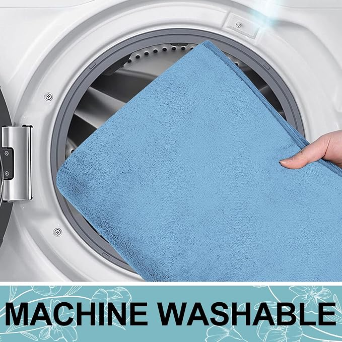 Smiry Memory Foam Bath Mat 24x16, Extra Soft and Absorbent Bathroom Rugs | Blue, Quick Dry Machine Washable Non-Slip Bath Mat for Bathroom Floor, Shower and Tub
