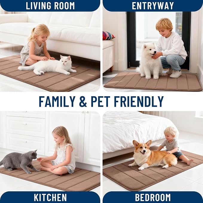 OLANLY Memory Foam Bath Mat 32x20, Super Soft and Absorbent Bathroom Rugs | Mocha, Quick Dry Bath Rug, Machine Washable Shower Floor Mats, Bathmat Carpet for Bathroom Floor, Tub and Shower