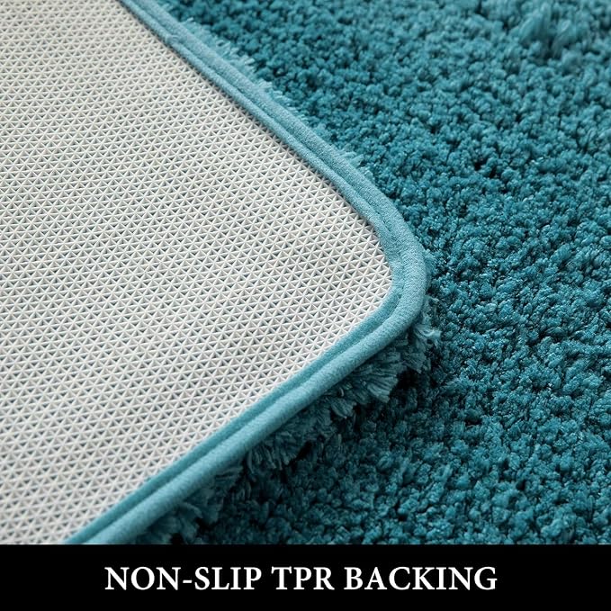 MIULEE Teal Bathroom Runner Rugs Soft Microfiber Bath Mat 24 * 70 Inch | Absorbent, Non Slip, Quick Dry, Fluffy Bath Rugs for Bathroom Floor Tub Showers, Machine Washable