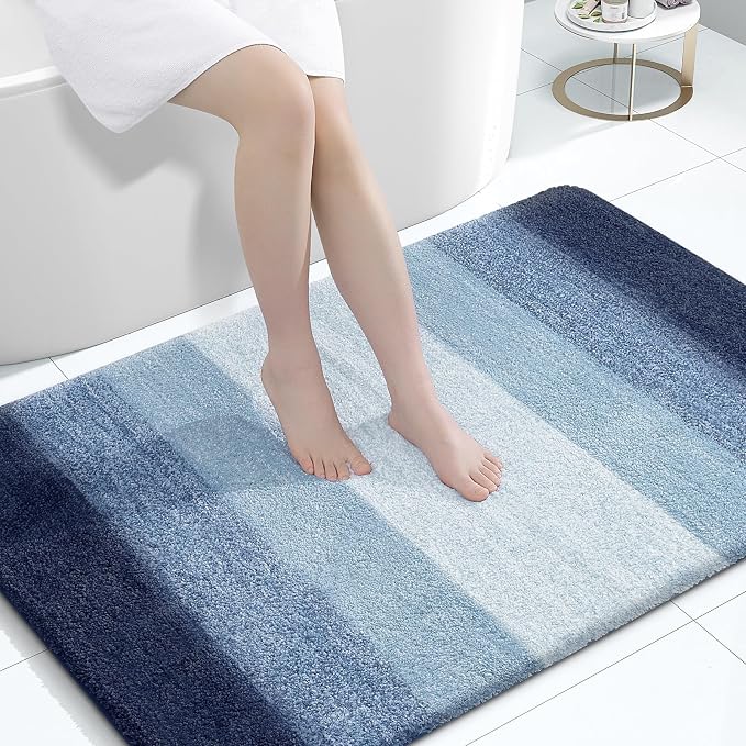 OLANLY Large Bathroom Rugs 44x32, Extra Soft Absorbent Microfiber Bath Rugs | Airy Blue, Non-Slip Quick-Drying Rubber Backing, Washable Plush Bath Mat for Floor, Tub and Shower, Home Decor Accessories