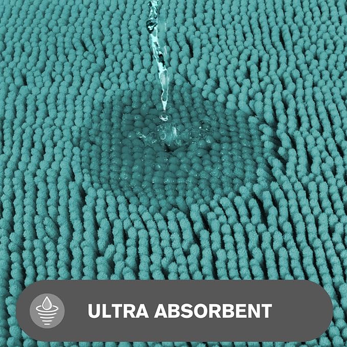 Bathroom Rugs 30 x 50 Inch – Extra Large Bath Mat | Absorbent and Washable Thick Chenille Bath Rugs Non-Slip Runner Rug for Bathroom, Shower, Tub(Teal)