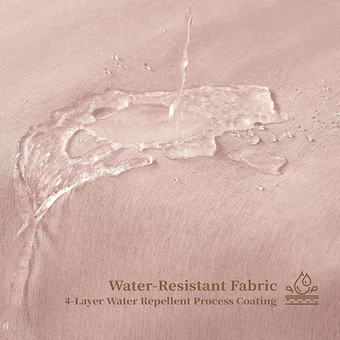 72x78 Boho Scalloped Linen Textured Cloth Shower Curtain, Blush Pink | Long Size, 230GSM Waterproof Polyester, Heavy Duty Fabric, 12 Plastic Hooks, Elegant Modern Farmhouse Style, Machine Washable