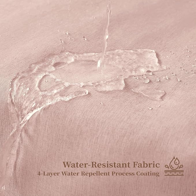 Extra Long Scalloped Linen Textured Shower Curtain, 72x96, Blush Pink | Extra Tall Size, 230GSM Waterproof Polyester, Heavy Duty Fabric, 12 Plastic Hooks, Boho Farmhouse Style, Machine Washable