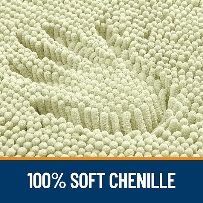 OLANLY Bathroom Rugs 30x20, Extra Soft Absorbent Chenille Bath Rugs | Vanilla, Quick-Drying Rubber Backing, Machine Washable Bath Mat for Bathroom Floor, Tub and Shower, Home Decor Accessories